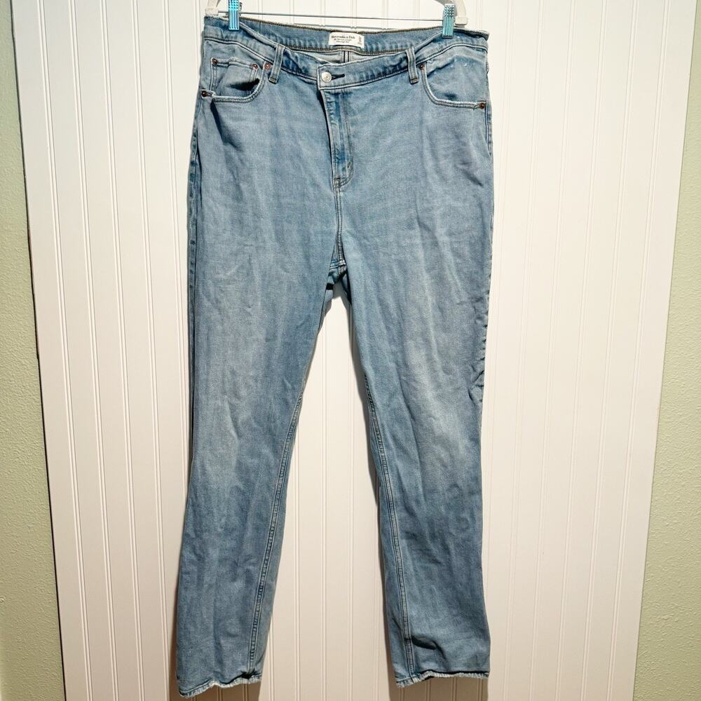 Abercrombie Fitch 90s Slim Straight Jeans Crossover Waist Size 18 Long - Picture 2 of 7